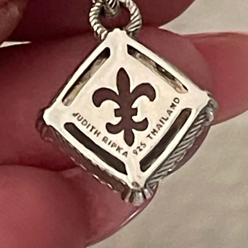 Rare Judith Ripka Sterling Silver Sandblasted Glass Drop Earrings - Picture 6 of 9